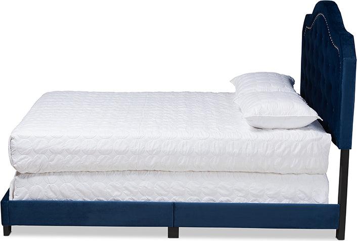 Wholesale Interiors Beds - Samantha Queen Bed Navy Blue & Black
