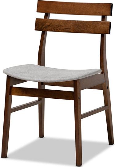 Wholesale Interiors Dining Sets - Eiko Light Grey Fabric Upholstered and Walnut Brown Finished Wood 5-Piece Dining Set