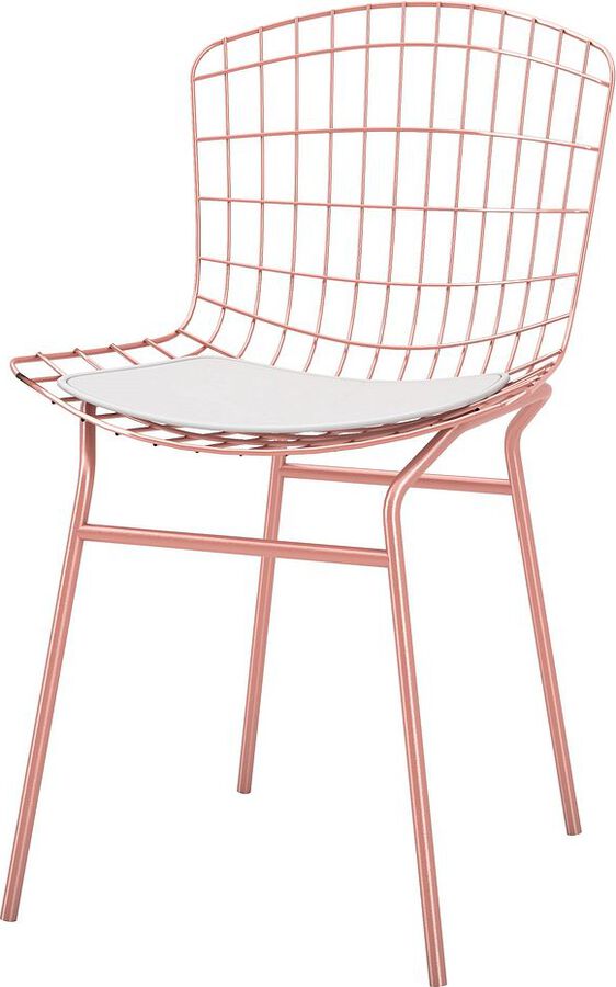 Manhattan Comfort Dining Chairs - Madeline Chair, Set of 2 with Seat Cushion in Rose Pink Gold and White