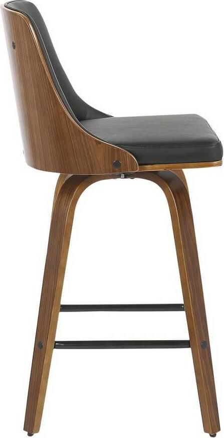 Lumisource Barstools - Gianna 26" Counter Stool In Walnut With Black Faux Leather (Set of 2)