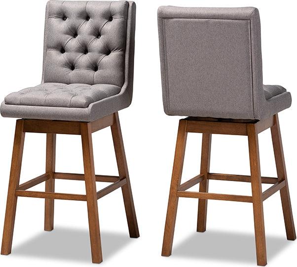 Wholesale Interiors Barstools - Gregory Bar Stool Gray & Walnut Brown (Set of 2)
