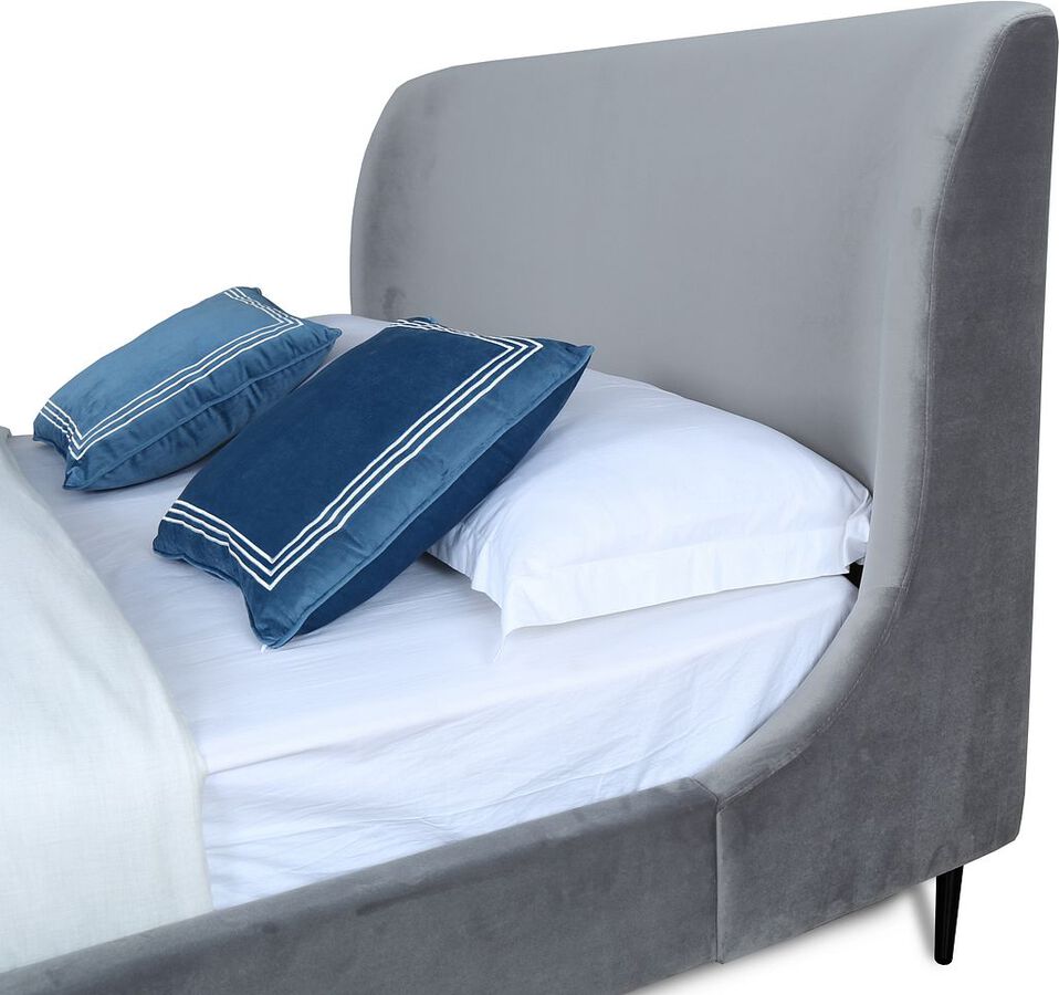 Manhattan Comfort Beds - Heather Queen Bed in Grey and Black Legs