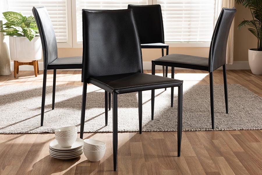 Wholesale Interiors Dining Chairs - Pascha Modern And Contemporary Black Faux Leather Upholstered Dining Chair (Set Of 4)