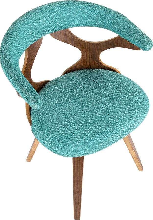 Lumisource Dining Chairs - Gardenia Dining/Accent Chair With Swivel In Walnut Wood & Teal Fabric