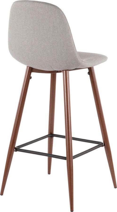 Lumisource Barstools - Pebble 30" Fixed Height Barstool In Walnut Metal & Light Grey Fabric (Set of 2)