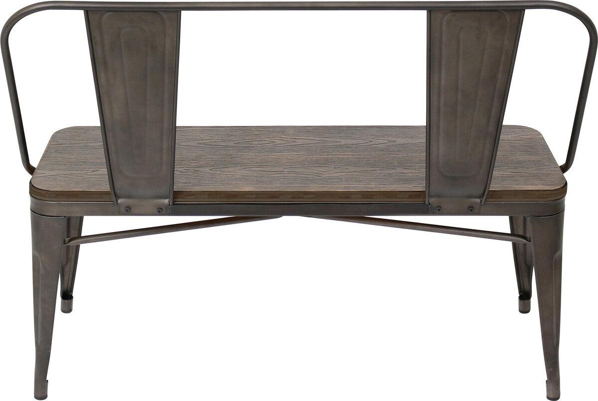 Lumisource Benches - Oregon Industrial-Farmhouse Bench in Antique and Espresso