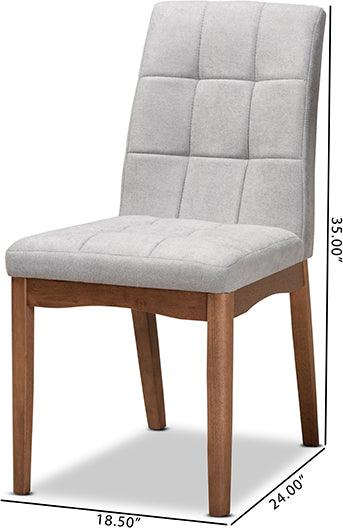 Wholesale Interiors Dining Chairs - Tara Mid-Century Modern Grey Fabric and Brown Wood 2-Piece Dining Chair Set