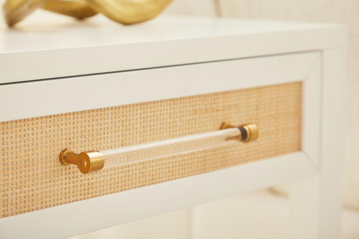 Essentials For Living Side & End Tables - Holland 1-Drawer Side Table Matte White, Natural, Brushed Brass