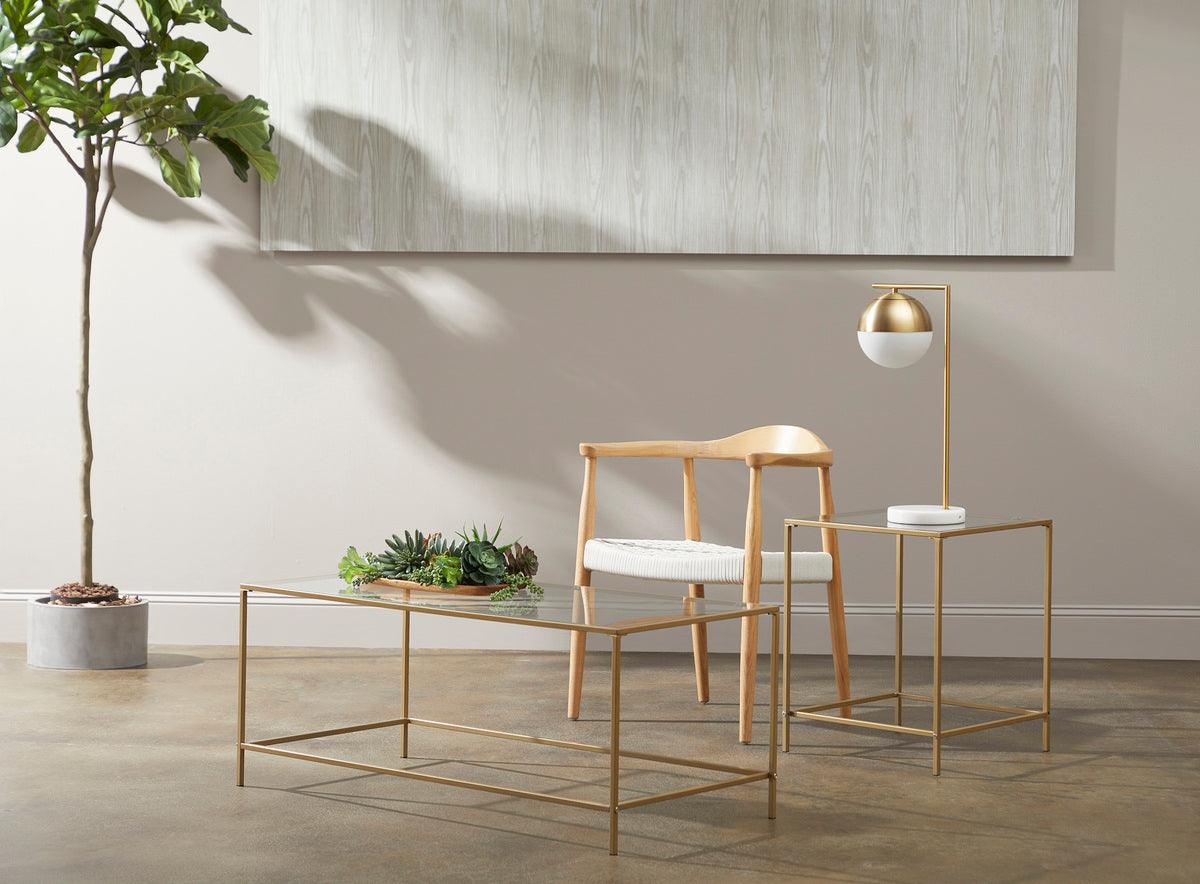 Euro Style Side & End Tables - Arvi 18" Square Side Table Clear & Brass