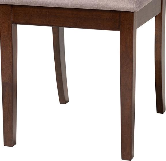 Wholesale Interiors Dining Chairs - Carola Mid-Century Modern Grey Fabric And Brown Finished Wood 2-Piece Dining Chair Set
