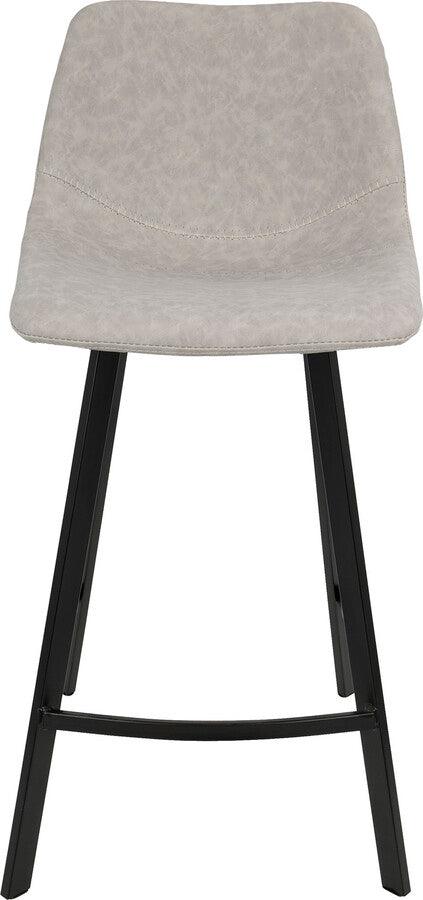 Lumisource Barstools - Outlaw Industrial Counter Stool in Black with Grey Faux Leather - Set of 2