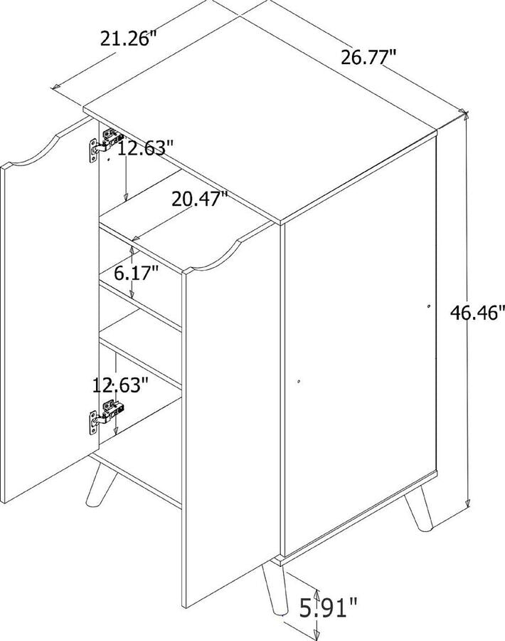 Manhattan Comfort Shoe Storage - Hampton Shoe Closet with 4 Shelves Solid Wood Legs Off White