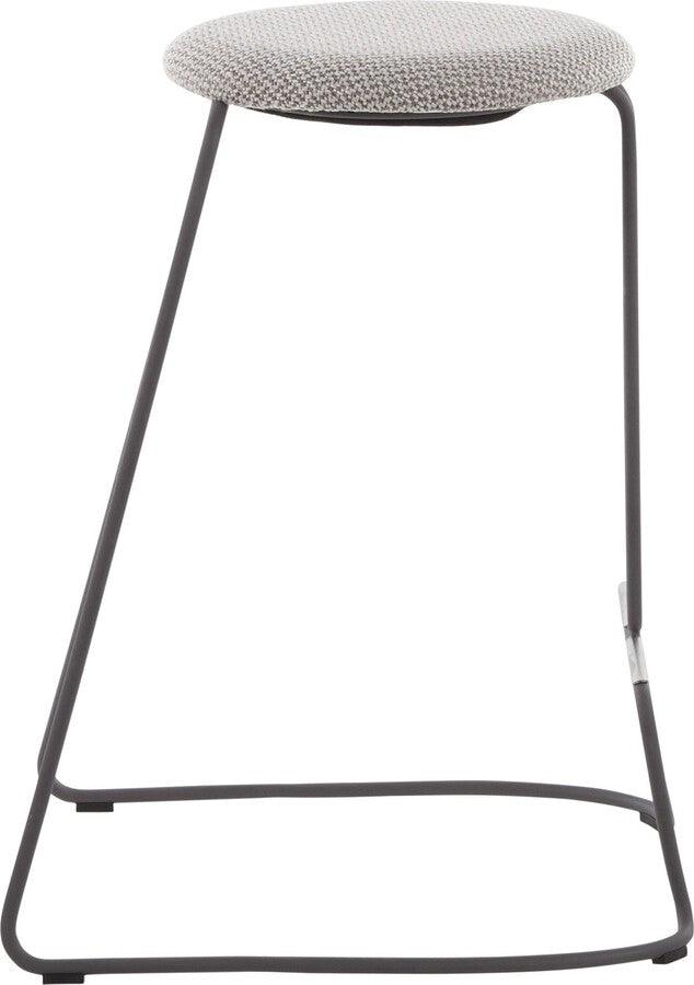 Lumisource Barstools - Finn Contemporary Counter Stool in Grey Steel and Light Grey Fabric - Set of 2