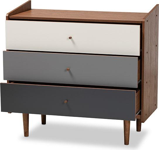 Wholesale Interiors Chest of Drawers - Halden 35.4" Chest Of Drawers Walnut Brown & Gray