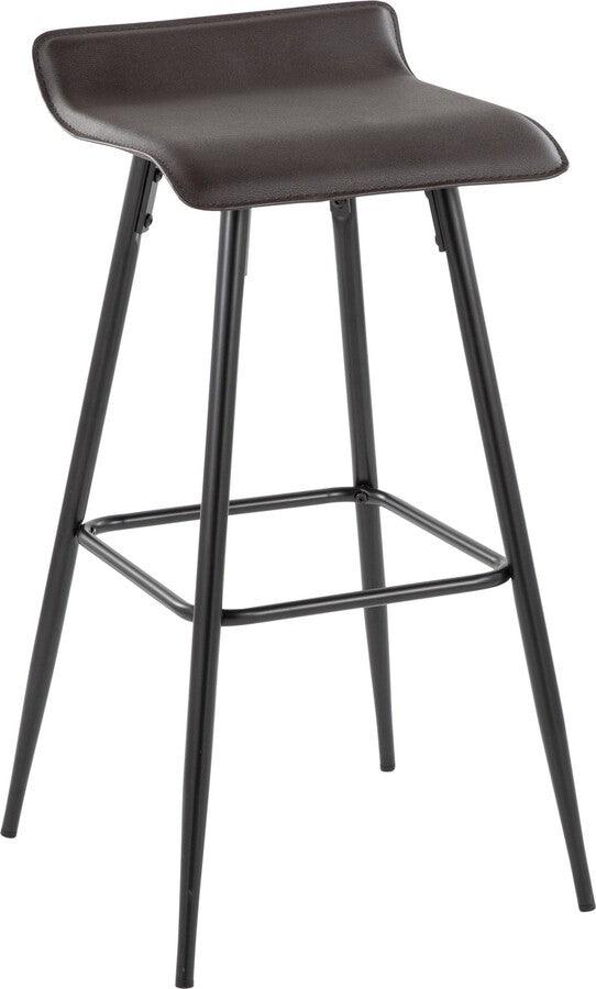 Lumisource Barstools - Ale 30" Bar Stool In Black Steel & Espresso Faux Leather (Set of 2)