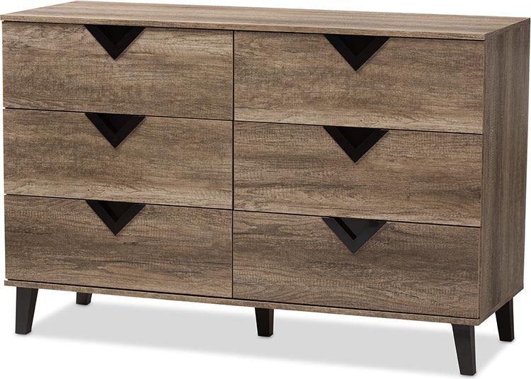 Wholesale Interiors Dressers - Wales Modern and Contemporary Light Brown Wood 6-Drawer Dresser Light Brown