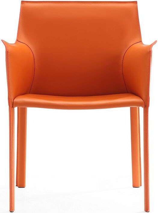 Manhattan Comfort Dining Chairs - Paris Coral Saddle Leather Armchair