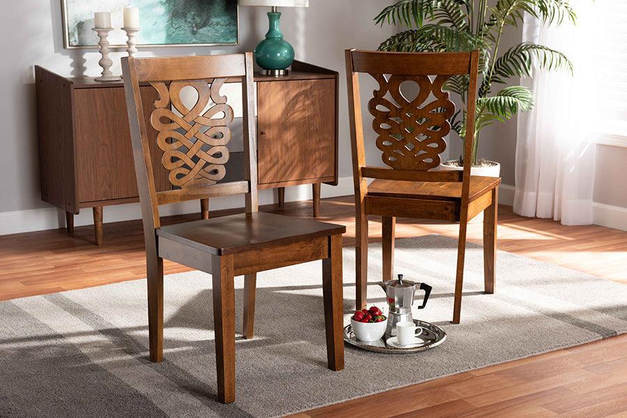 Wholesale Interiors Dining Chairs - Gervais Walnut Brown Finished Wood 2-Piece Dining Chair Set