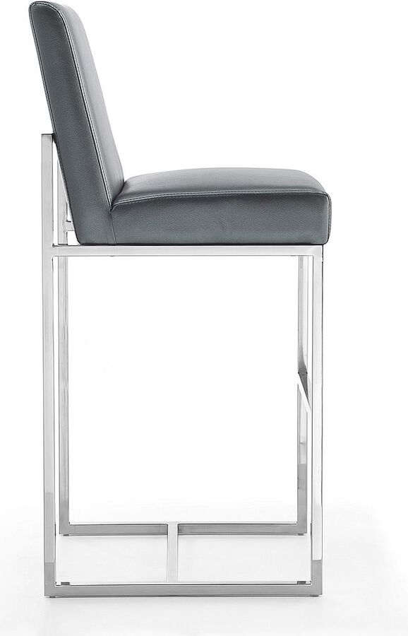 Manhattan Comfort Barstools - Element 42.13 in. Graphite and Polished Chrome Stainless Steel Bar Stool (Set of 3)