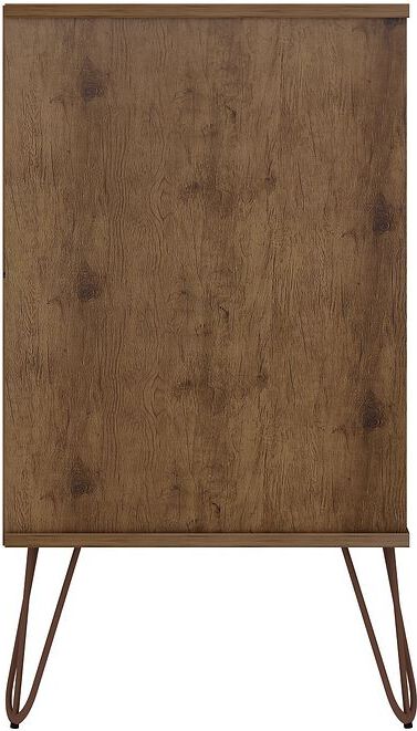 Manhattan Comfort Dressers - Rockefeller 6-Drawer Double Low Dresser with Metal Legs in Nature & Textured Gray