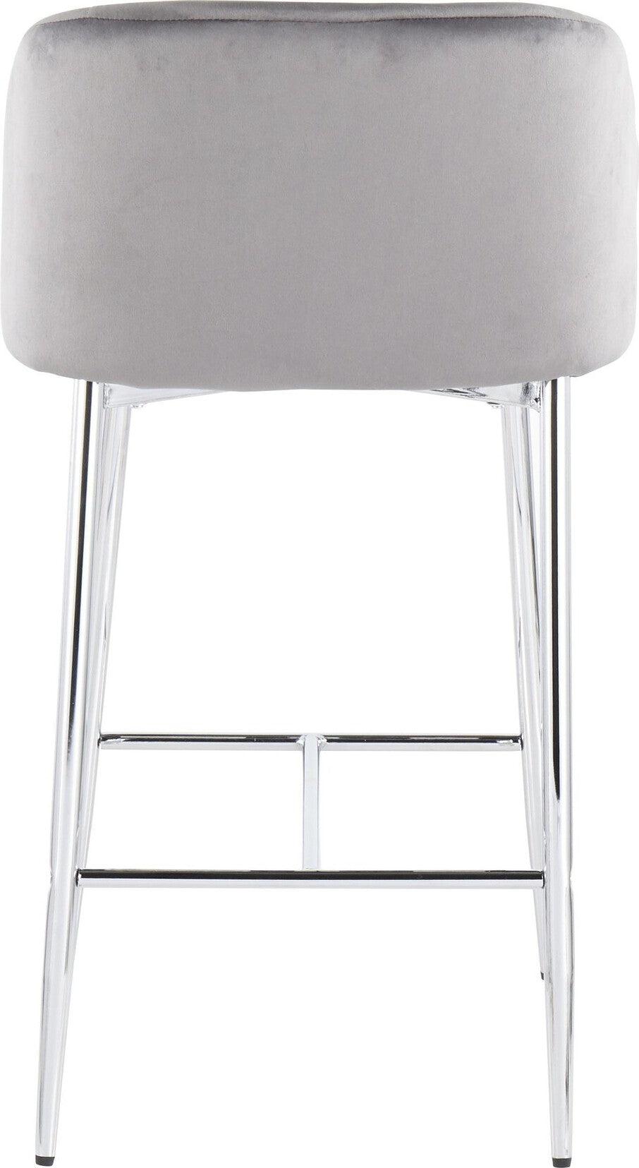 Lumisource Barstools - Fran Counter Stool Chrome & Gray (Set of 2)