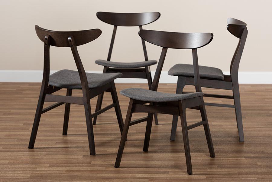 Wholesale Interiors Dining Chairs - Britte Dark Grey Dark Oak Brown 4-Piece Wood Dining Chair Set Set