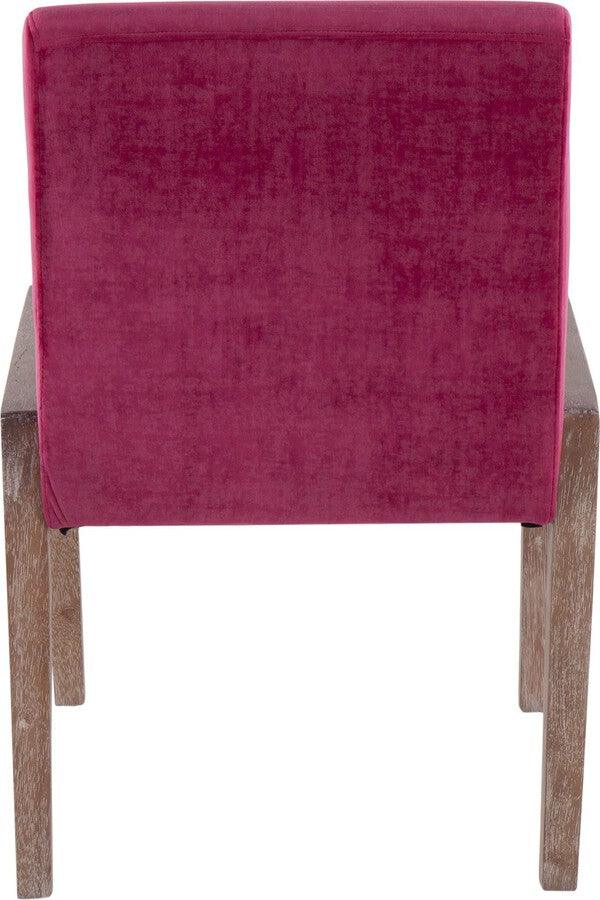Lumisource Accent Chairs - Carmen Contemporary Chair In White Washed Wood & Crushed Hot Pink Velvet (Set of 2)