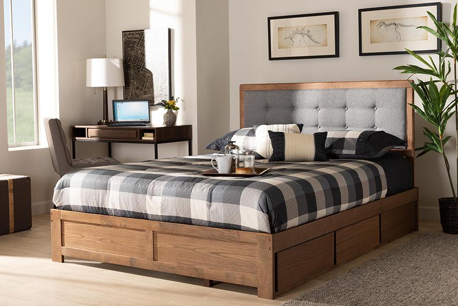 Wholesale Interiors Beds - Lene King Storage Bed Ash walnut & grey