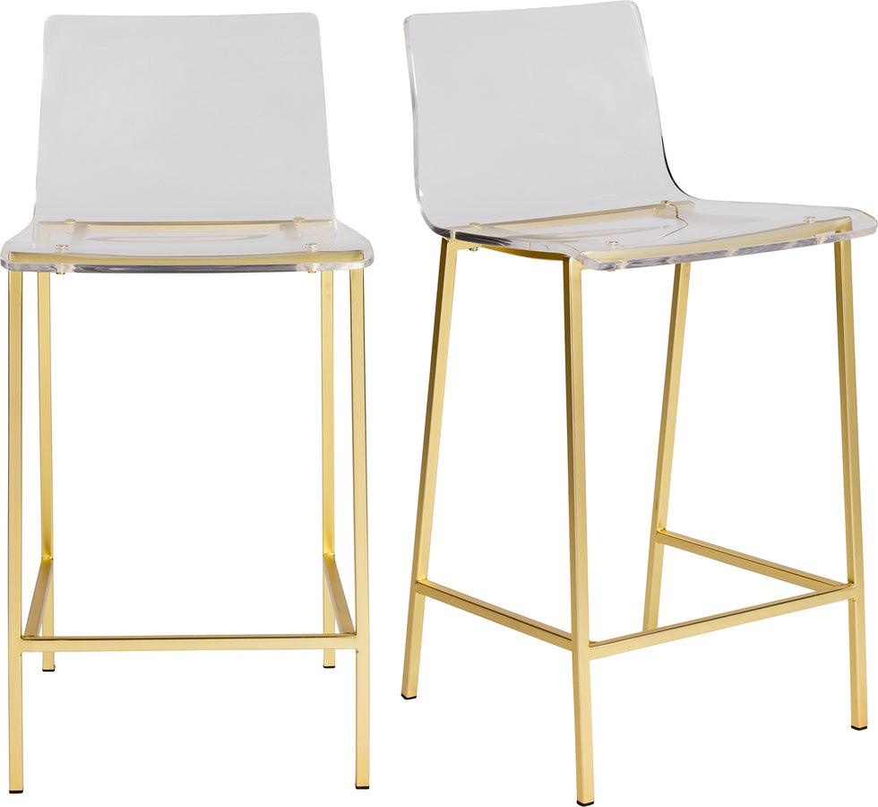 Euro Style Barstools - Chloe Counter Stool in Clear Acrylic with Matte Brushed Gold Legs - Set of 2