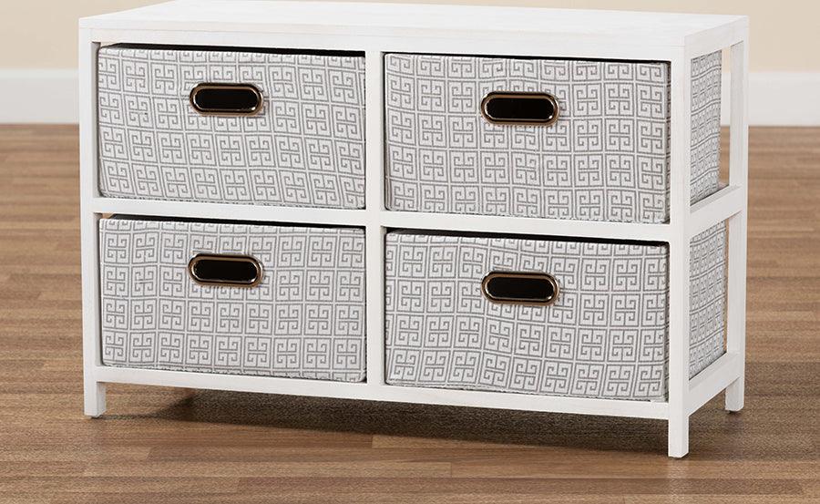 Wholesale Interiors Bedroom Organization - Camber Modern and Contemporary White Finished Wood 4-Basket Storage Unit