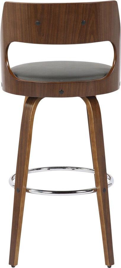 Lumisource Barstools - Cecina Barstool With Swivel In Walnut & Grey Faux Leather (Set of 2)