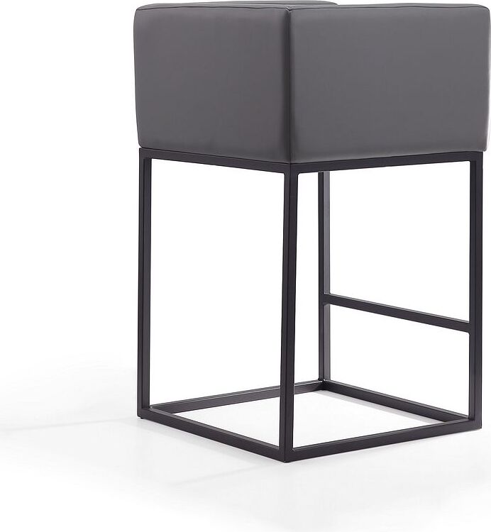 Manhattan Comfort Barstools - Embassy 34 in. Grey and Black Metal Counter Height Bar Stool (Set of 3)