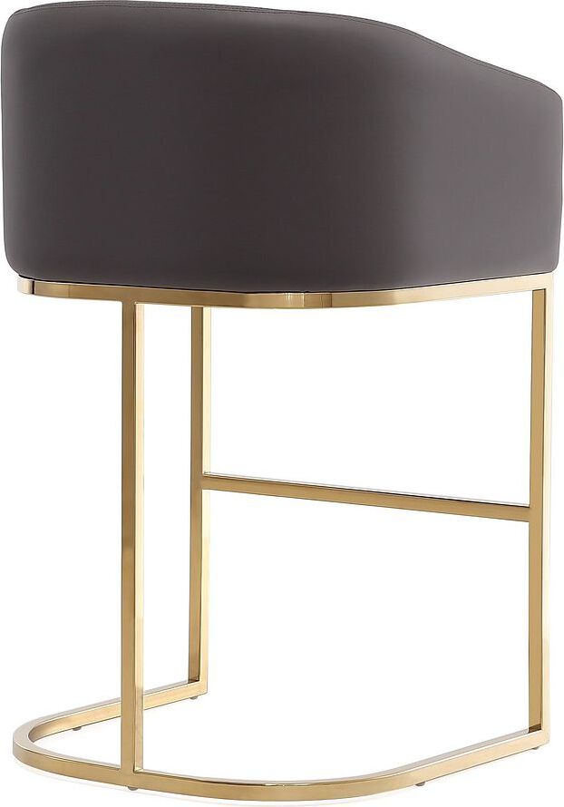 Manhattan Comfort Barstools - Louvre 36 in. Grey and Titanium Gold Stainless Steel Counter Height Bar Stool