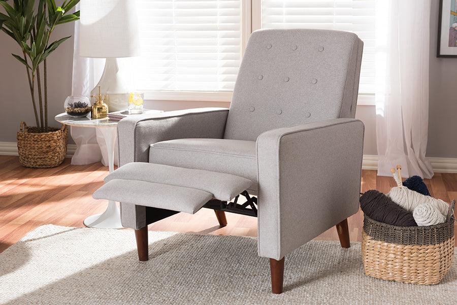 Wholesale Interiors Accent Chairs - Mathias Mid-century Modern Light Grey Fabric Upholstered Lounge Chair