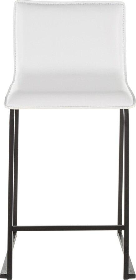 Lumisource Barstools - Mara 26" Contemporary Counter Stool in Black Metal and White Faux Leather - Set of 2