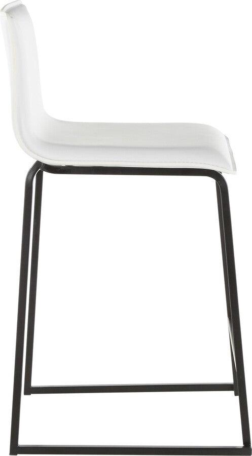 Lumisource Barstools - Mara 26" Contemporary Counter Stool in Black Metal and White Faux Leather - Set of 2