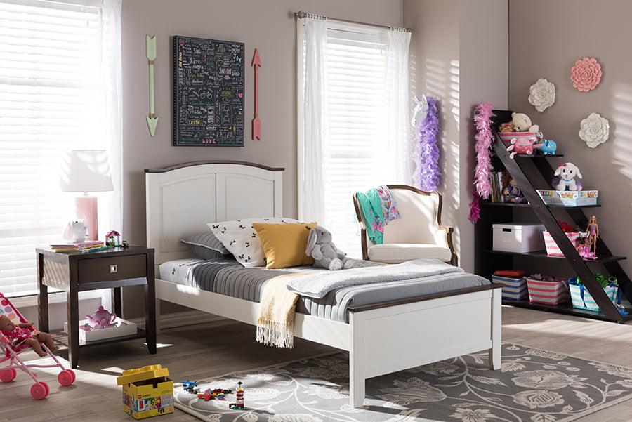 Wholesale Interiors Beds - Harry Classic Butter Milk And Walnut Finishing Twin Size Platform Bed