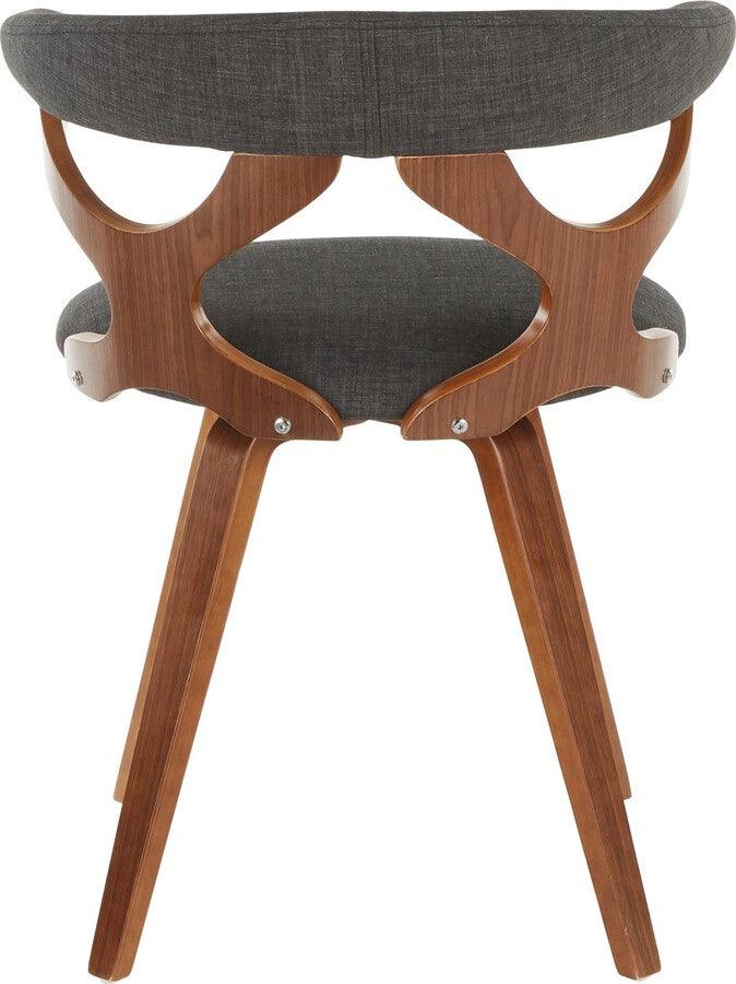 Lumisource Accent Chairs - Gardenia Mid-Century Modern Dining/Accent Chair with Swivel in Walnut and Charcoal Fabric
