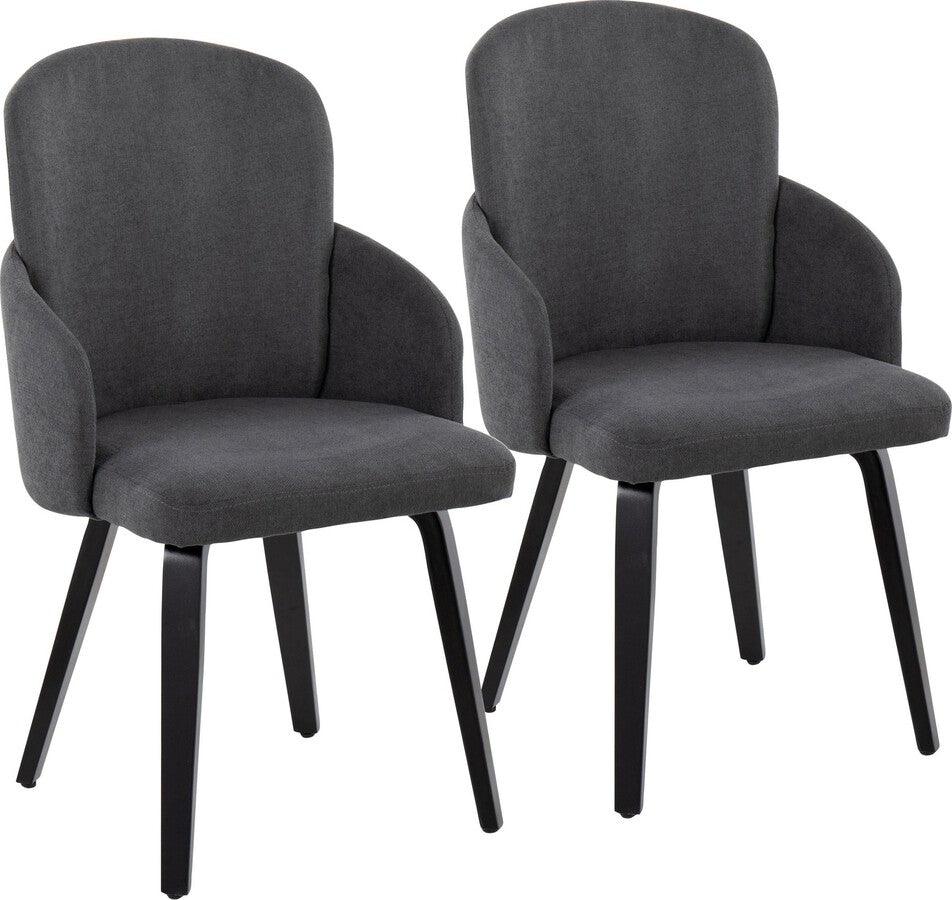 Lumisource Dining Chairs - Dahlia Contemporary Dining Chair In Black Wood & Grey Fabric With Chrome Accent (Set of 2)
