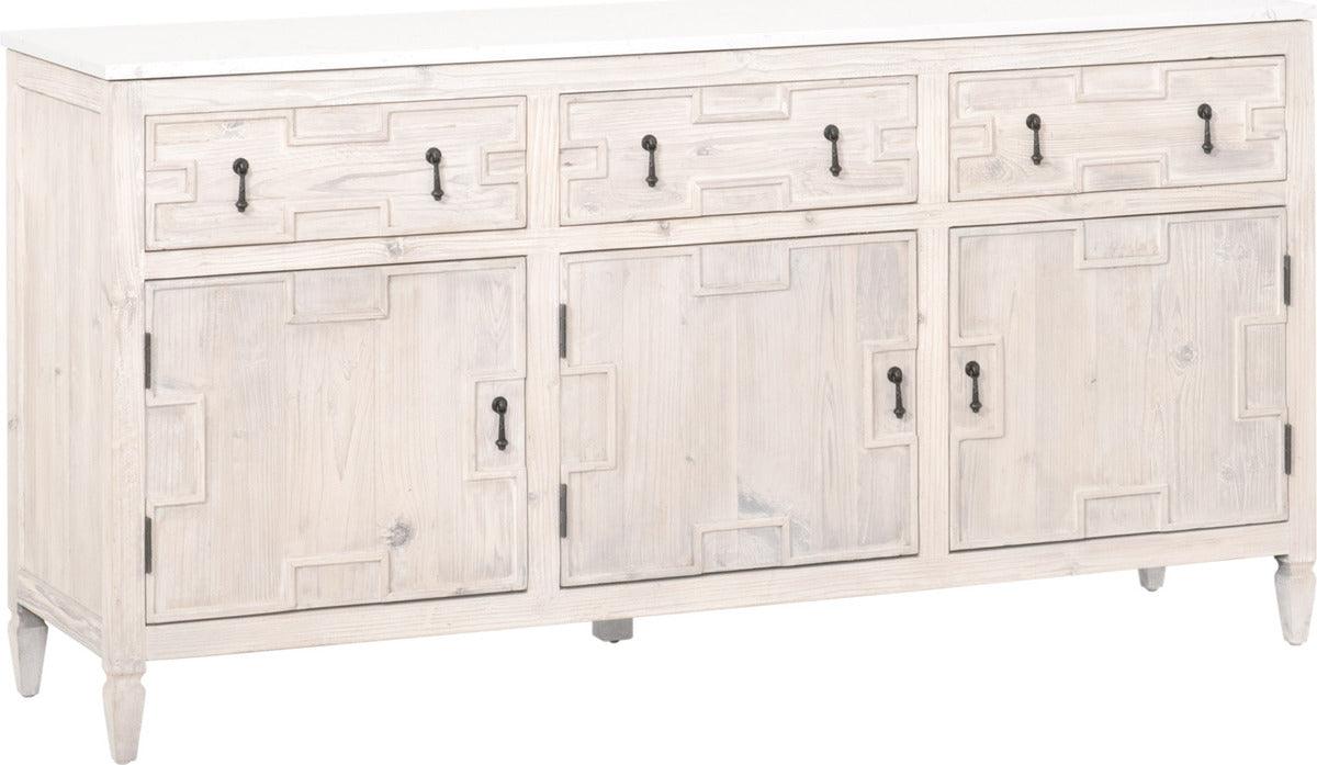 Essentials For Living Buffets & Cabinets - Emerie Media Sideboard White Wash Pine & White Quartz