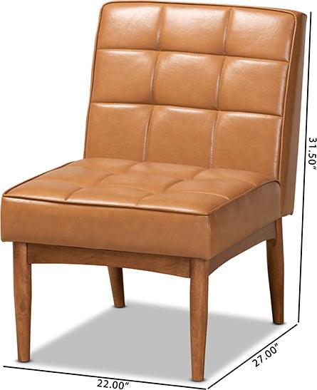 Wholesale Interiors Dining Chairs - Sanford Tan Faux Leather Upholstered and Walnut Brown Finished Wood Dining Chair