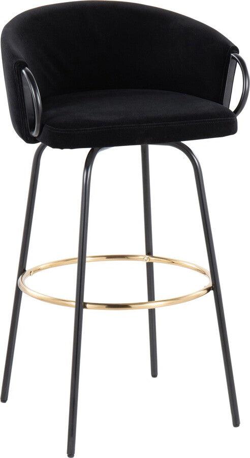 Lumisource Barstools - Claire /Glam Barstool In Black Metal & Black Velvet With Gold Metal Footrest (Set of 2)