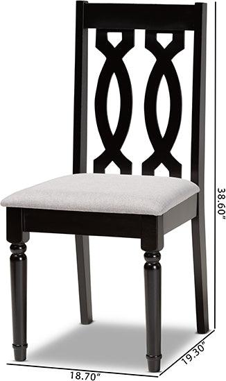 Wholesale Interiors Dining Chairs - Cherese Grey Fabric Upholstered and Dark Brown Finished Wood 2-Piece Dining Chair Set