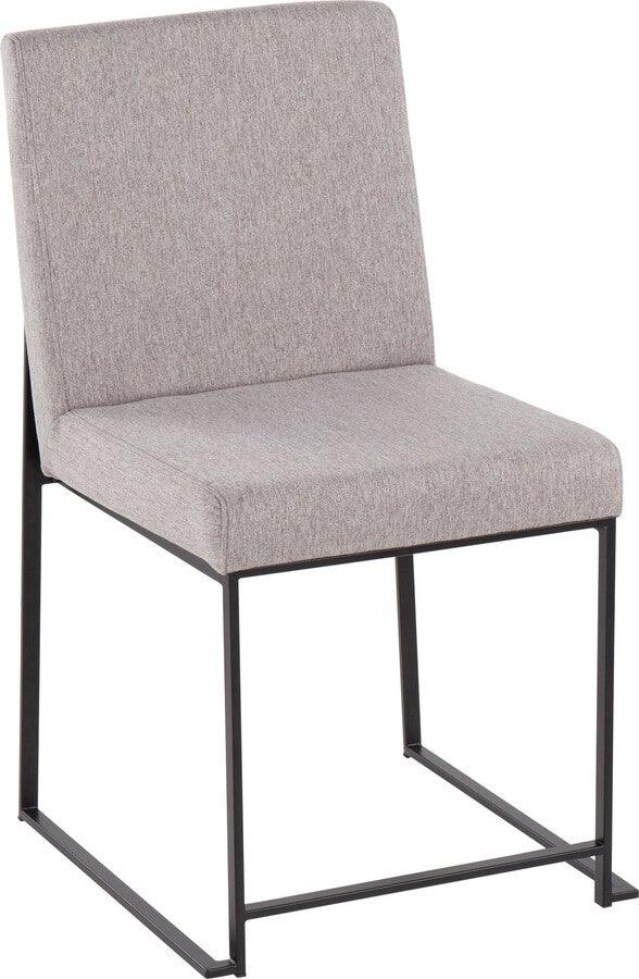 Lumisource Dining Chairs - High Back Fuji Contemporary Dining Chair In Black Steel & Light Grey Fabric (Set of 2)