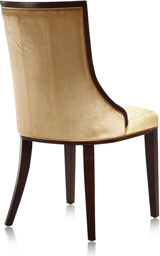 Manhattan Comfort Dining Chairs - Fifth Avenue Velvet Dining Chair (Set of Two) in Antique Gold and Walnut