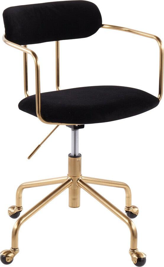 Lumisource Task Chairs - Demi Contemporary Office Chair in Gold Metal and Black Velvet