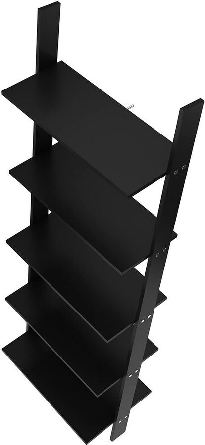 Manhattan Comfort Bookcases & Display Units - Cooper 5-Shelf Floating Ladder Bookcase in Black