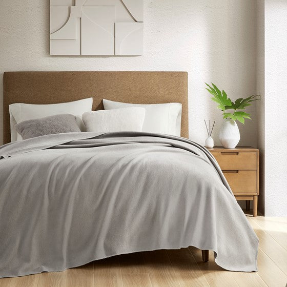 Olliix.com Comforters & Blankets - Solid Cotton Blanket Grey Cal King