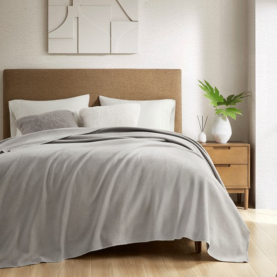 Solid Cotton Blanket Grey Full/Queen