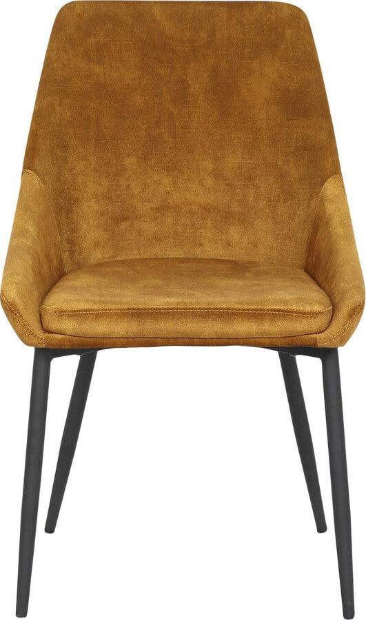 Lumisource Dining Chairs - Diana Contemporary Chair in Black Metal & Golden Yellow Velvet - Set of 2